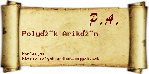 Polyák Arikán névjegykártya
